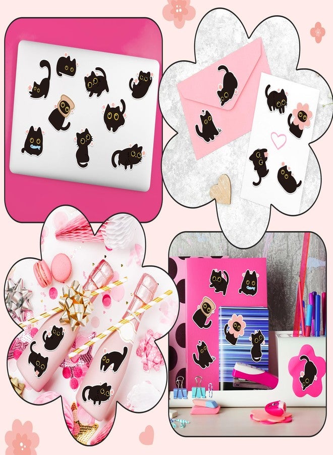 BkeeCten Black Cat Sticker Roll - 1000pcs Cute Black Cat Flower Waterproof Vinyl Reusable Laptop Stickers Coloring Book Scrapbook Water Bottle Page Activity Pad Birthday Party Favors Kids Skateboard - Image 5